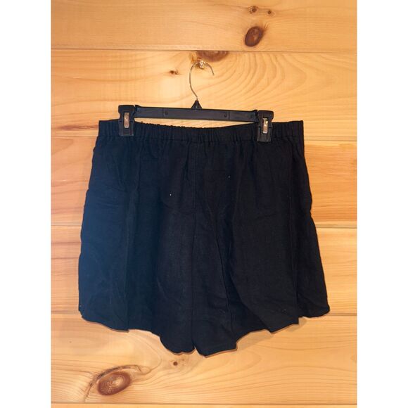 Women's Linen Black Wrap Skort - Picture 3 of 4